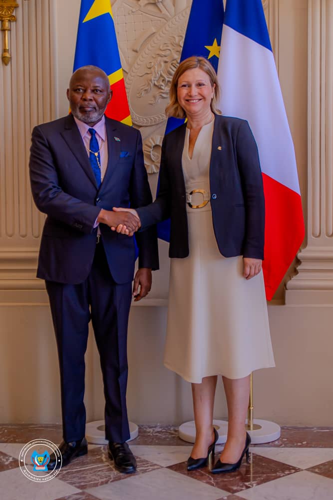 AssembleeNatRDC's tweet image. En marge de la 50 ème session de l'APF, le Président Vital KAMERHE a échangé en tête-à-tête avec son Homologue français Yaël Braun Pivet sur l'évolution de la situation sécuritaire en République Démocratique du Congo et le renforcement de la coopération parlementaire bilatérale.