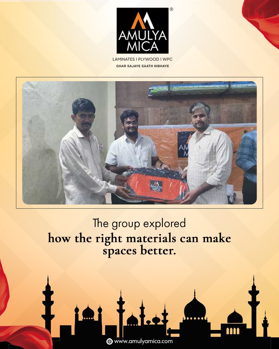 Amulya_Mica's tweet image. A Carpenters Meet was held at Ganesh Ply Hardware and Interior, Manikonda, Hyderabad on 30th June 2025. The session highlighted how the right materials improve work quality.
- - - - -
🌐: amulyamica.com
- - - - -
#AmulyaMica #SmartSurfaces #CarpentersMeet #HyderabadEvent