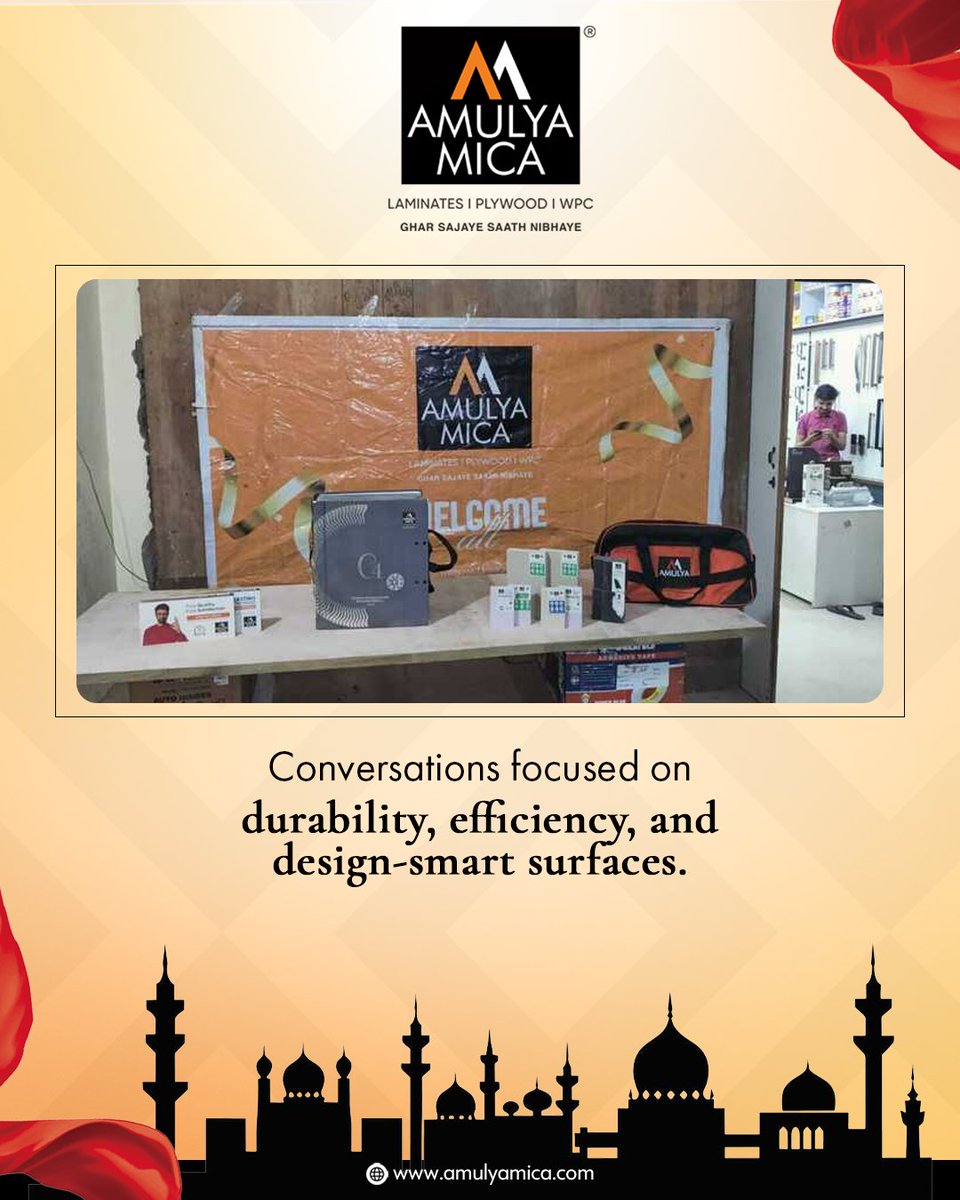 Amulya_Mica's tweet image. A Carpenters Meet was held at Ganesh Ply Hardware and Interior, Manikonda, Hyderabad on 30th June 2025. The session highlighted how the right materials improve work quality.
- - - - -
🌐: amulyamica.com
- - - - -
#AmulyaMica #SmartSurfaces #CarpentersMeet #HyderabadEvent