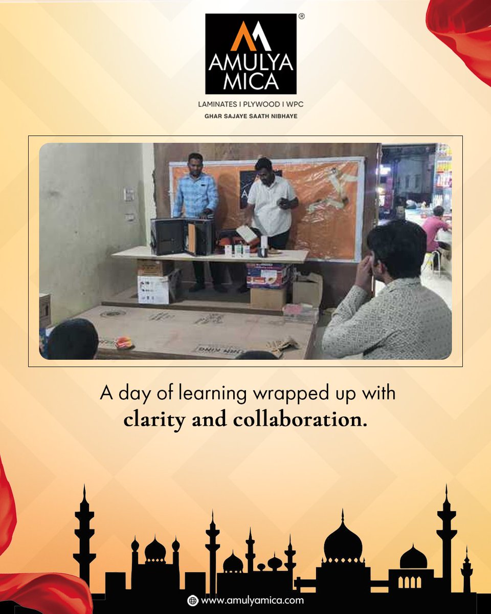 Amulya_Mica's tweet image. A Carpenters Meet was held at Ganesh Ply Hardware and Interior, Manikonda, Hyderabad on 30th June 2025. The session highlighted how the right materials improve work quality.
- - - - -
🌐: amulyamica.com
- - - - -
#AmulyaMica #SmartSurfaces #CarpentersMeet #HyderabadEvent