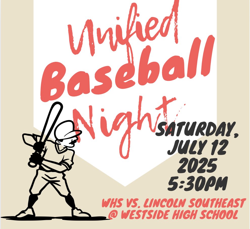 The <a href="/WESIDEUNIFIED/">WESTSIDE UNIFIED</a> Baseball Night is tomorrow evening!
Come out for the baseball, stay to build a stronger WCS community – that's a winning combination!
Sat., July 12
Knights vs Warriors
5:30P
WHS
Free admission when you mention you’re with Unified!

#WeSideUNIFIED #WeAreWestside