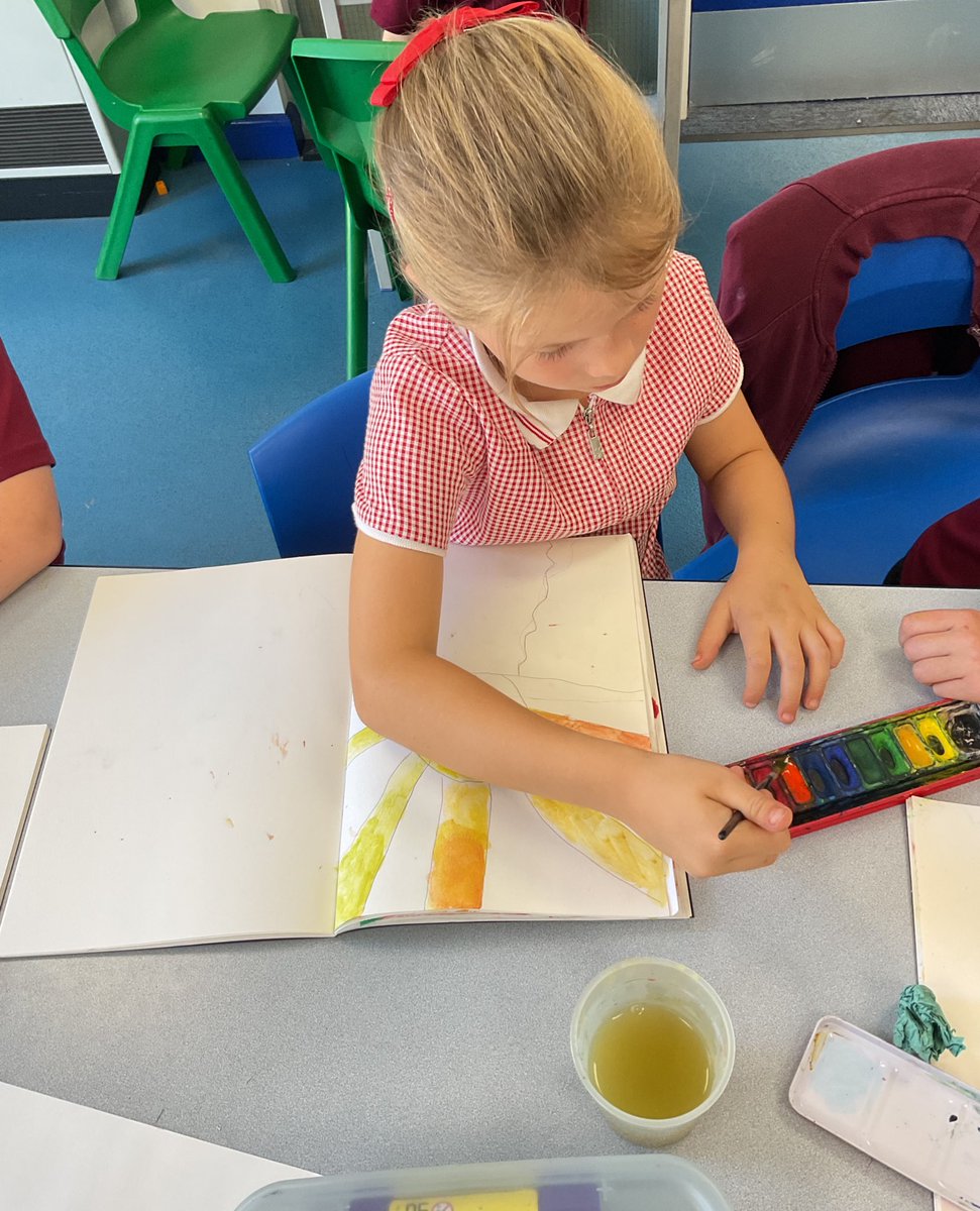 PDA_Y1's tweet image. Creating our summer art piece! Very fitting for this glorious, sunny day! ☀️🕶️ #pdaart