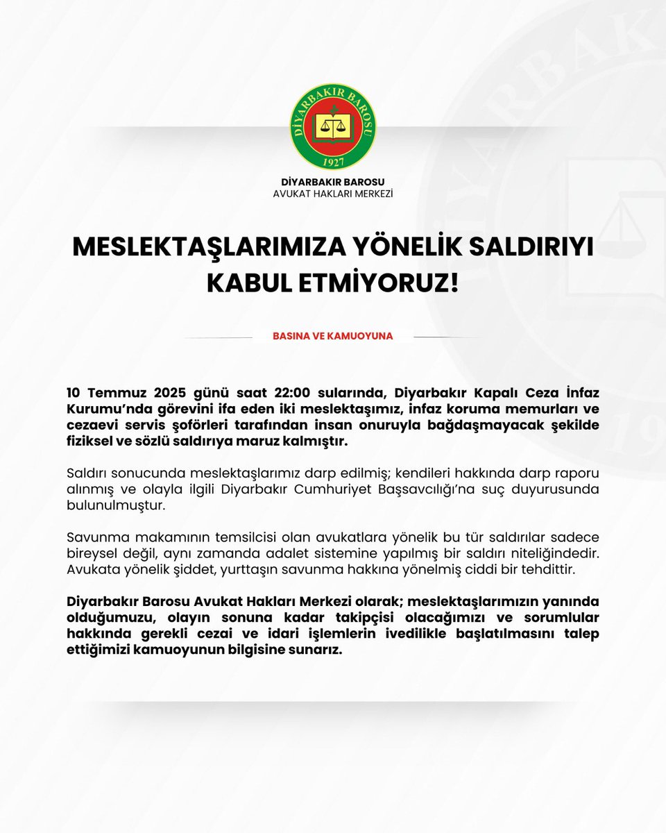 dbavukathaklari's tweet photo. Baromuza mensup meslektaşlarımıza yönelik saldırıyı kabul etmiyoruz ! https://t.co/B1S0IT8nLT