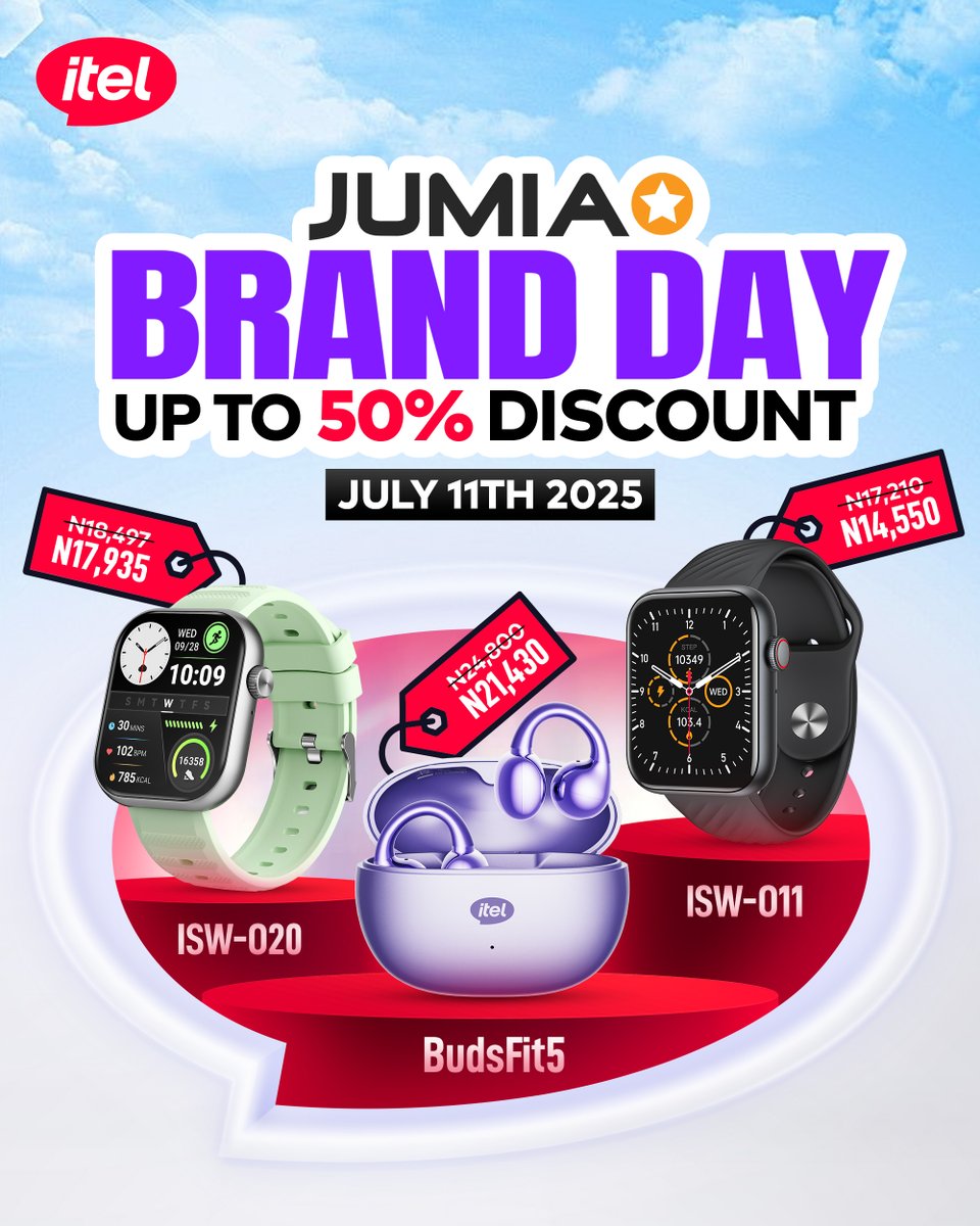 50% discount waiting for you right now! 🔥

Shop your favorite itel accessories from Jumia today and enjoy this special offer!

Order NOW. 

#EnjoyBetterLife