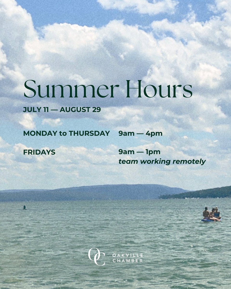 Summer's here! 🌞 Please note our updated office hours for the season.

Have an incredible summer, Oakville! 😎