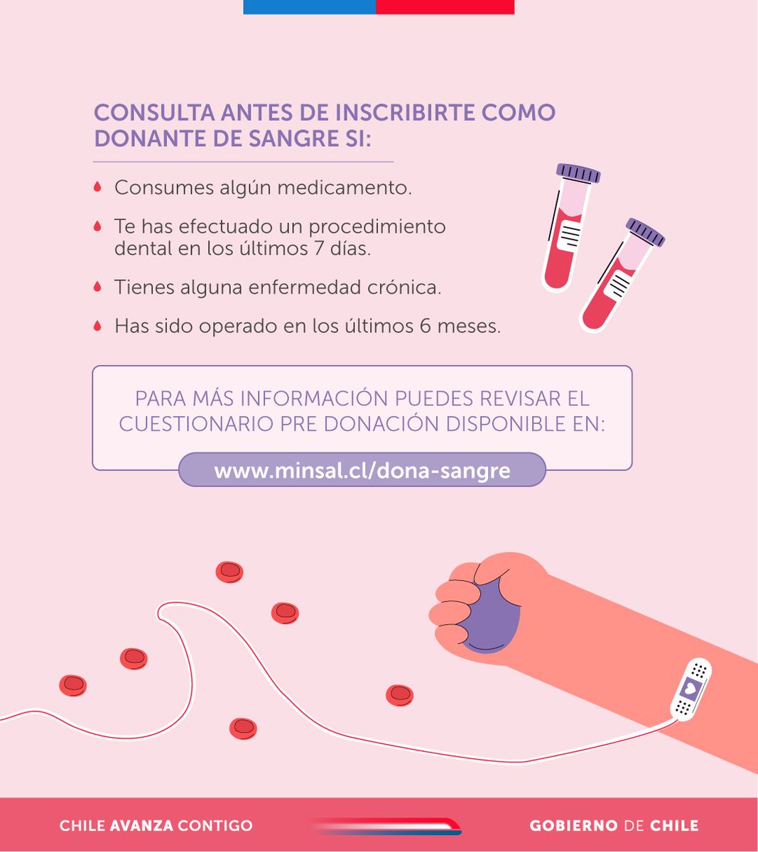 ministeriosalud's tweet photo. Donar sangre es un acto altruista que se necesita los 365 días del año.

❤️Encuentra los horarios y lugares para donar en https://t.co/HQVr6zWFHY

#DonaSangre https://t.co/2VPt0cUWbj