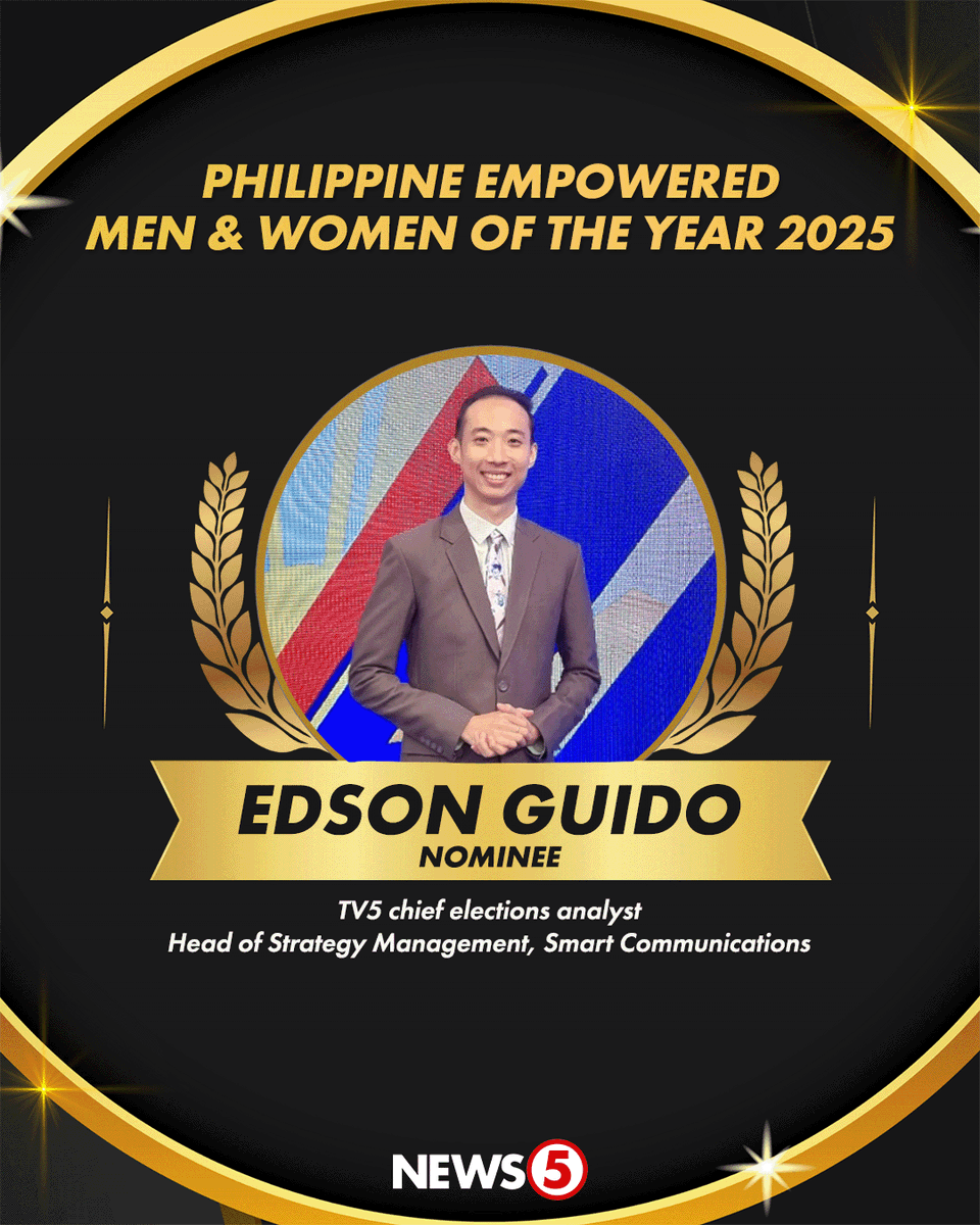 News5 (@news5ph) on Twitter photo PAGBATI, KAPATID!
Kinilala ang ating TV5 chief elections analyst na si <a href="/EdsonCGuido/">Edson C. Guido</a> bilang isa sa nominees ng Philippine Empowered Men & Women of the Year 2025! PAGBATI, KAPATID!
Kinilala ang ating TV5 chief elections analyst na si <a href="/EdsonCGuido/">Edson C. Guido</a> bilang isa sa nominees ng Philippine Empowered Men & Women of the Year 2025!