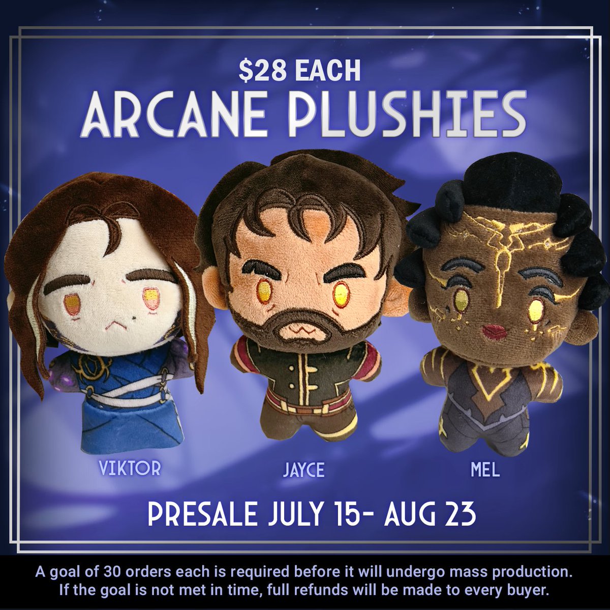 Plushie Pre-sale starts in just a few days!
 ⭐️July 15th to Aug 23rd

#arcane #jaycetalis #Viktor #melmedarda