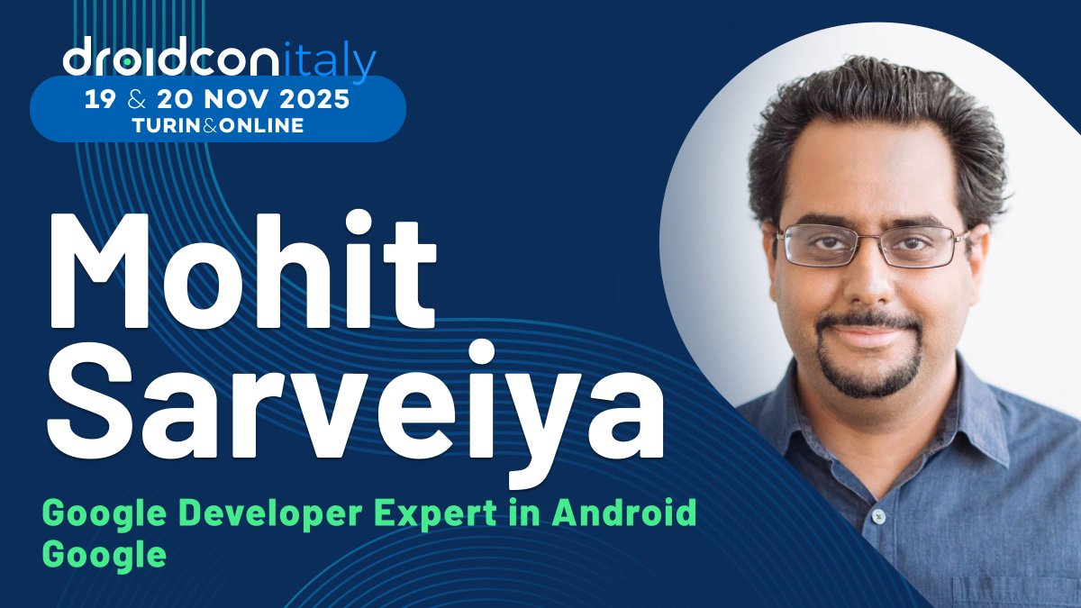 Droidconit's tweet image. 🚨 First speaker announcement for droidcon Italy 2025! 👤
We’re proud to welcome back a familiar face in our community: @heyitsmohit, Google Developer Expert in Kotlin and Android.
A long-time guest at droidcon Italy, Mohit returns this year with a brand-new session:…