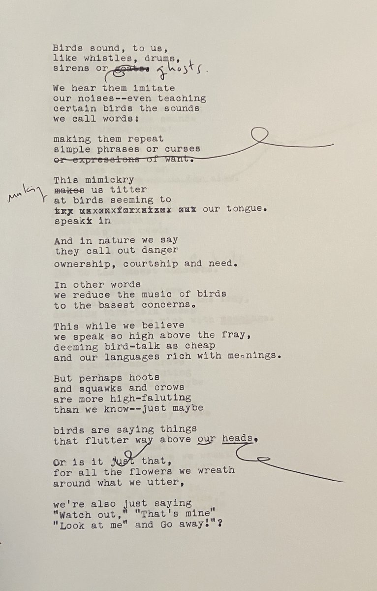 Draft #20--composed and revised in the Field Museum's Hall of Birds--the real poem may well begin in  stanza six...??
