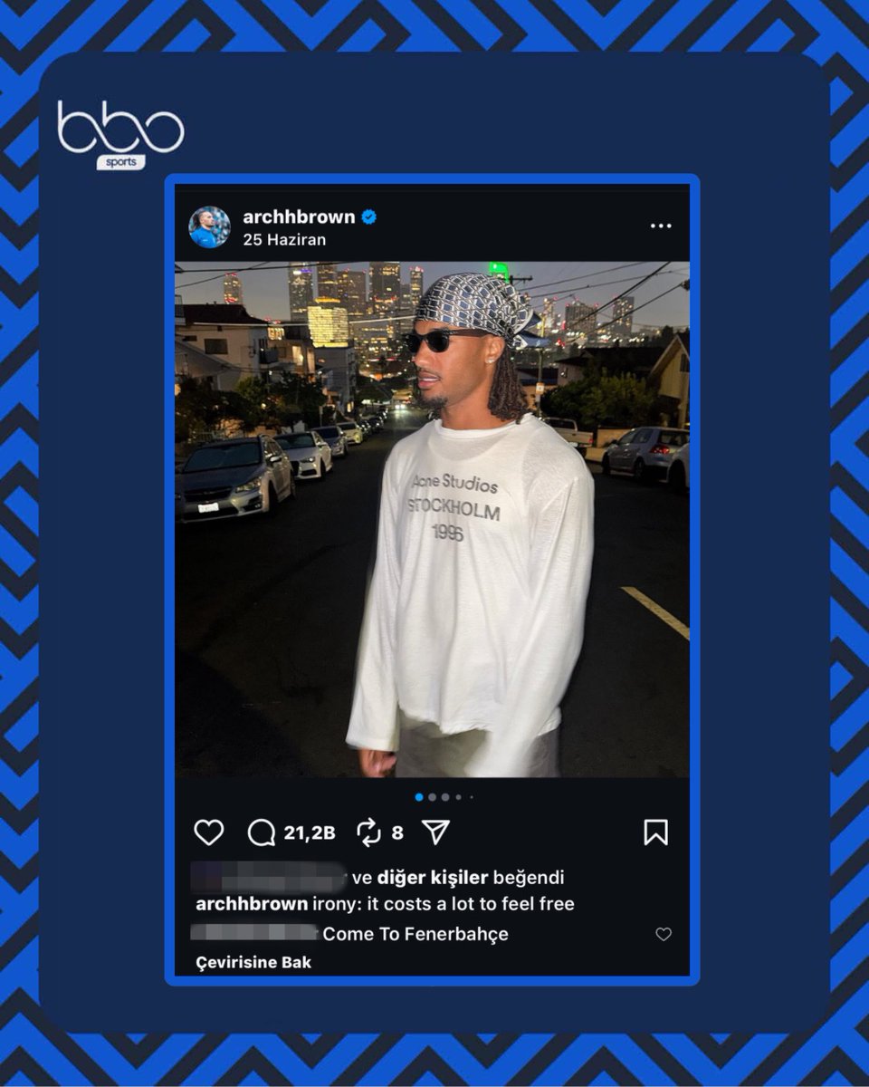 Fenerbahçe taraftarları, Archie Brown’a Instagram’dan yorum atmaya başladı.

👥 Takipçi sayısı: 15.9B
💬 Yorum sayısı: 22.3B