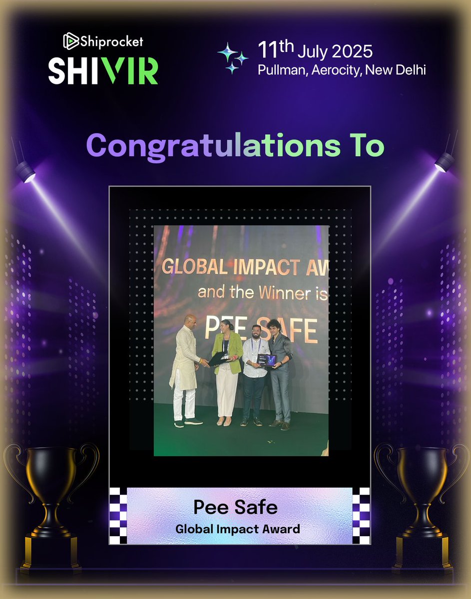 Congratulations to <a href="/PeeSafe/">Pee Safe</a> on winning the Global Impact Award 🏆!

<a href="/PeeSafe/">Pee Safe</a> is transforming hygiene standards and creating safer experiences for millions every day.

#AICommerce #MadeForBharat #ShiprocketSHIVIR #ShiprocketSHIVIR2025 #eCommerceEvent #ShiprocketSHIVIRAwards