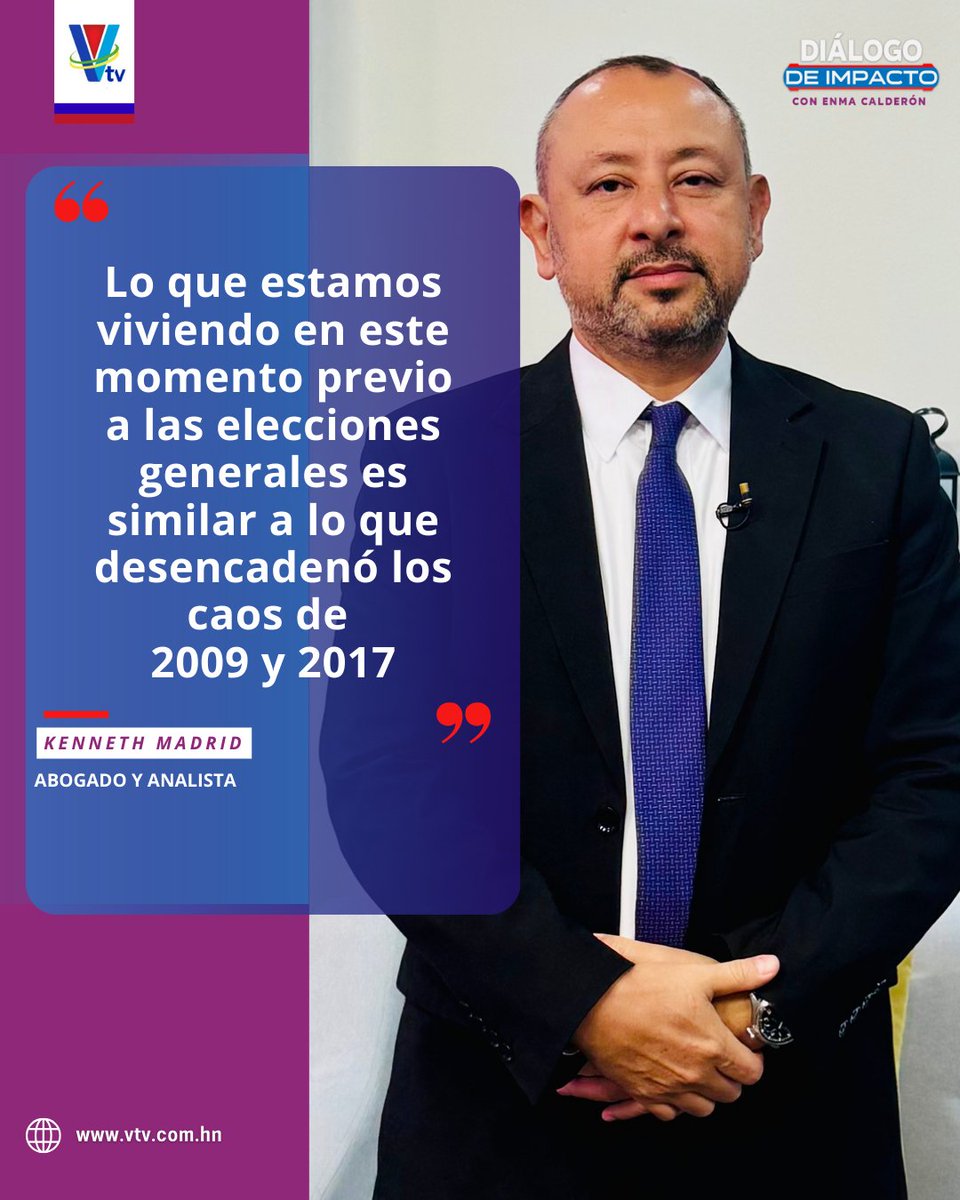 🔴 #DiálogodeImpacto🔵 En opinión de Kenneth Madrid, abogado y analista, “lo que estamos viviendo en este momento previo a las elecciones generales es similar a lo que desencadenó los caos de
2009 y 2017”

#Envivo por #VTVsomostodos.

Envíe su opinión al Whatsapp +504 3182-5600.