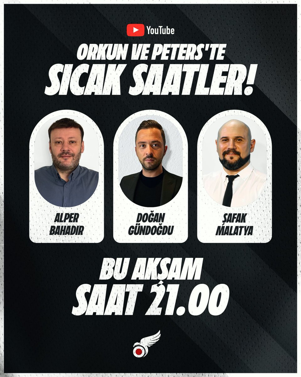 🚨Kartal Record Transfer canlı yayını bu akşam saat 21.00'da! 

🔗 ytbe.be/u4t3v

▪️Orkun Kökçü'de son anlar
▪️Kyle Walker-Peters gelişmesi 
▪️Beşiktaş'ın transfer gündemi