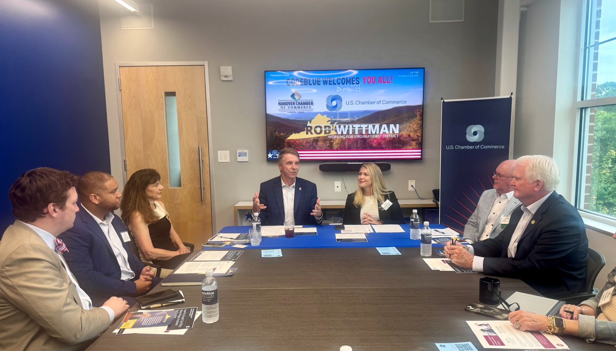 Rep. Rob Wittman (@robwittman) on Twitter photo Opportunities to hear directly from local business owners are essential to shaping policies that truly serve our communities.
We had a productive roundtable with <a href="/USChamber/">U.S. Chamber</a>, where we discussed pro-growth tax reforms that are helping Virginia entrepreneurs expand, hire, and Opportunities to hear directly from local business owners are essential to shaping policies that truly serve our communities.
We had a productive roundtable with <a href="/USChamber/">U.S. Chamber</a>, where we discussed pro-growth tax reforms that are helping Virginia entrepreneurs expand, hire, and