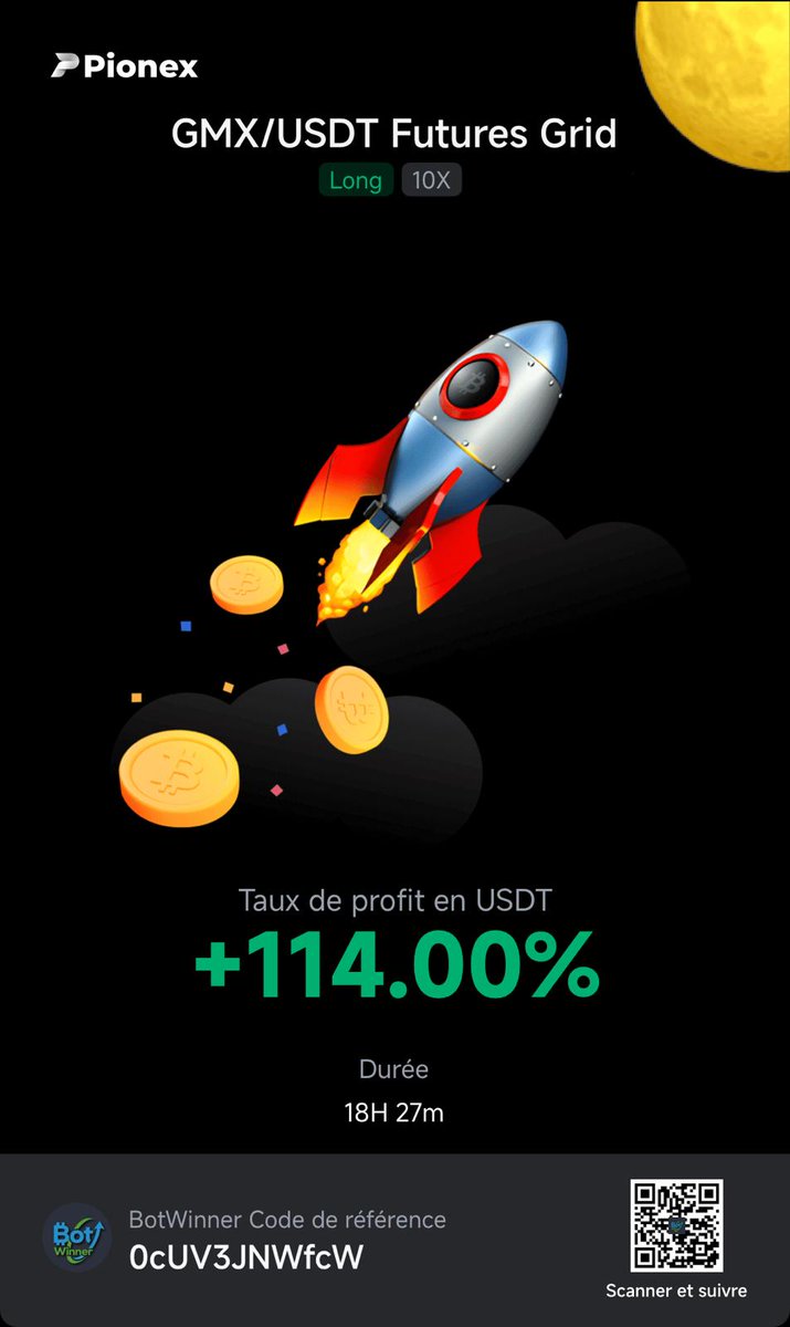 BotWinner_io's tweet image. Profiter du hack de GMX : 
1. entendre parler du hack et attendre la panique et la baisse exagéree du token
2. ouvrir un bot bien bas pour profiter de la volatilité sur toute la remontée, tout en se couvrant d'une eventuelle reprise baissiere
3. observer les gains s'accumuler :…