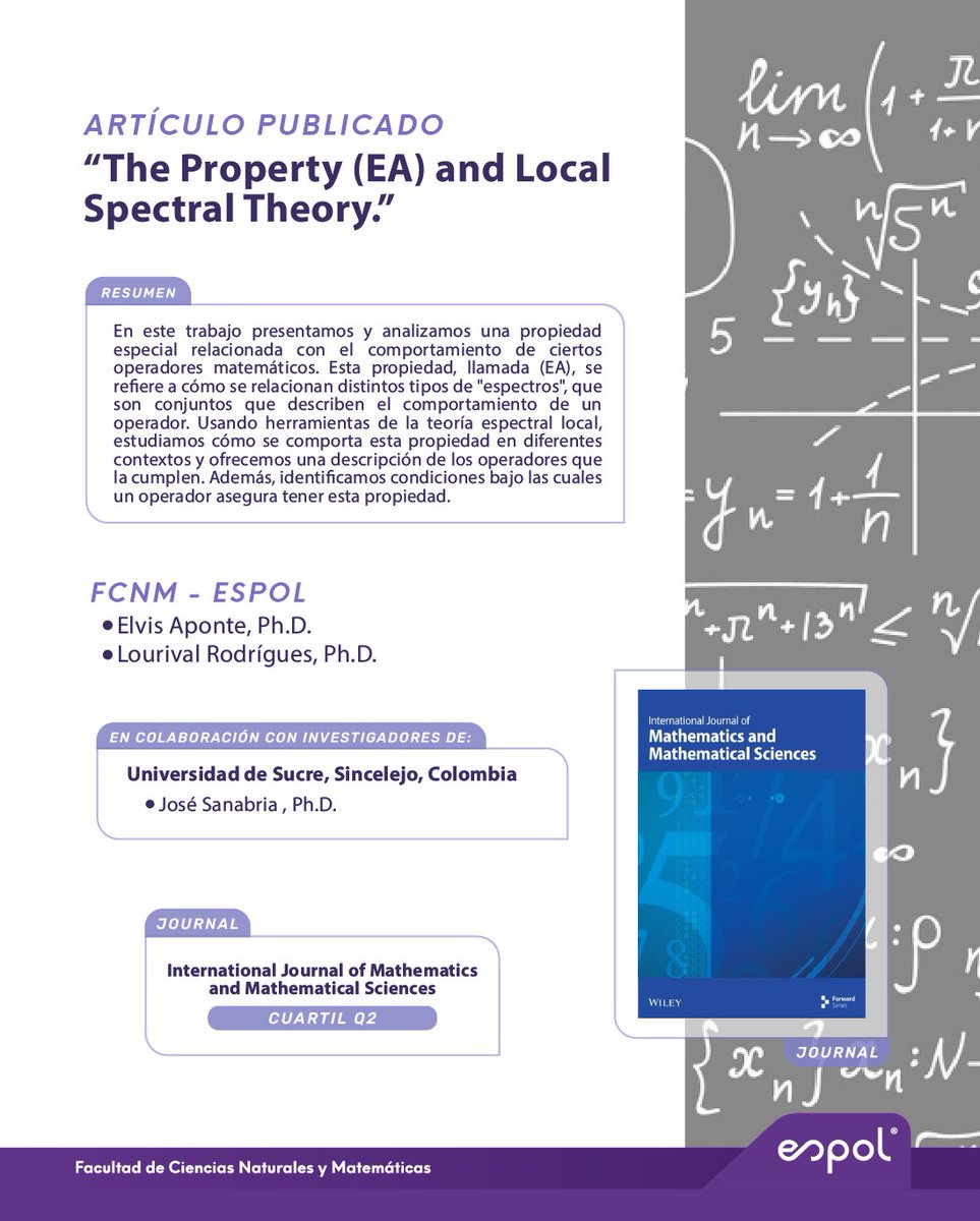 🧠 Desde la #FCNM compartimos una nueva publicación científica en la revista International Journal of Mathematics and Mathematical Sciences, por los doctores Elvis Aponte y Lourival Rodrigues, junto a investigadores de la Universidad de Sucre.

Conoce más: acortar.link/Z3dBXF