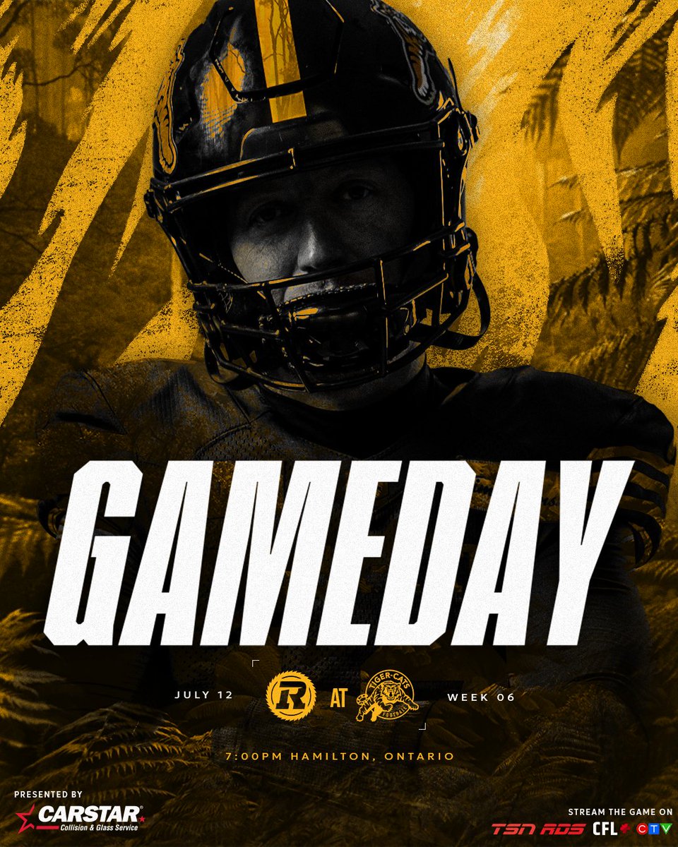 Hamilton Tiger-Cats (@ticats) on Twitter photo GAMEDAY IN THE HAMMER!
🗓 | Saturday, July 12
🕖 | 7:00 PM ET
🆚 | <a href="/REDBLACKS/">Ottawa REDBLACKS</a>
🏟 | Hamilton, ON
🎧 | ticats.ca/listen
📺 | TSN / RDS / CTV (🇨🇦)/ CFL+ (🇺🇸/🌎)
🎟 | bit.ly/4kvc9JH
<a href="/carstarcanada/">CARSTAR Canada</a> GAMEDAY IN THE HAMMER!
🗓 | Saturday, July 12
🕖 | 7:00 PM ET
🆚 | <a href="/REDBLACKS/">Ottawa REDBLACKS</a>
🏟 | Hamilton, ON
🎧 | ticats.ca/listen
📺 | TSN / RDS / CTV (🇨🇦)/ CFL+ (🇺🇸/🌎)
🎟 | bit.ly/4kvc9JH
<a href="/carstarcanada/">CARSTAR Canada</a>
