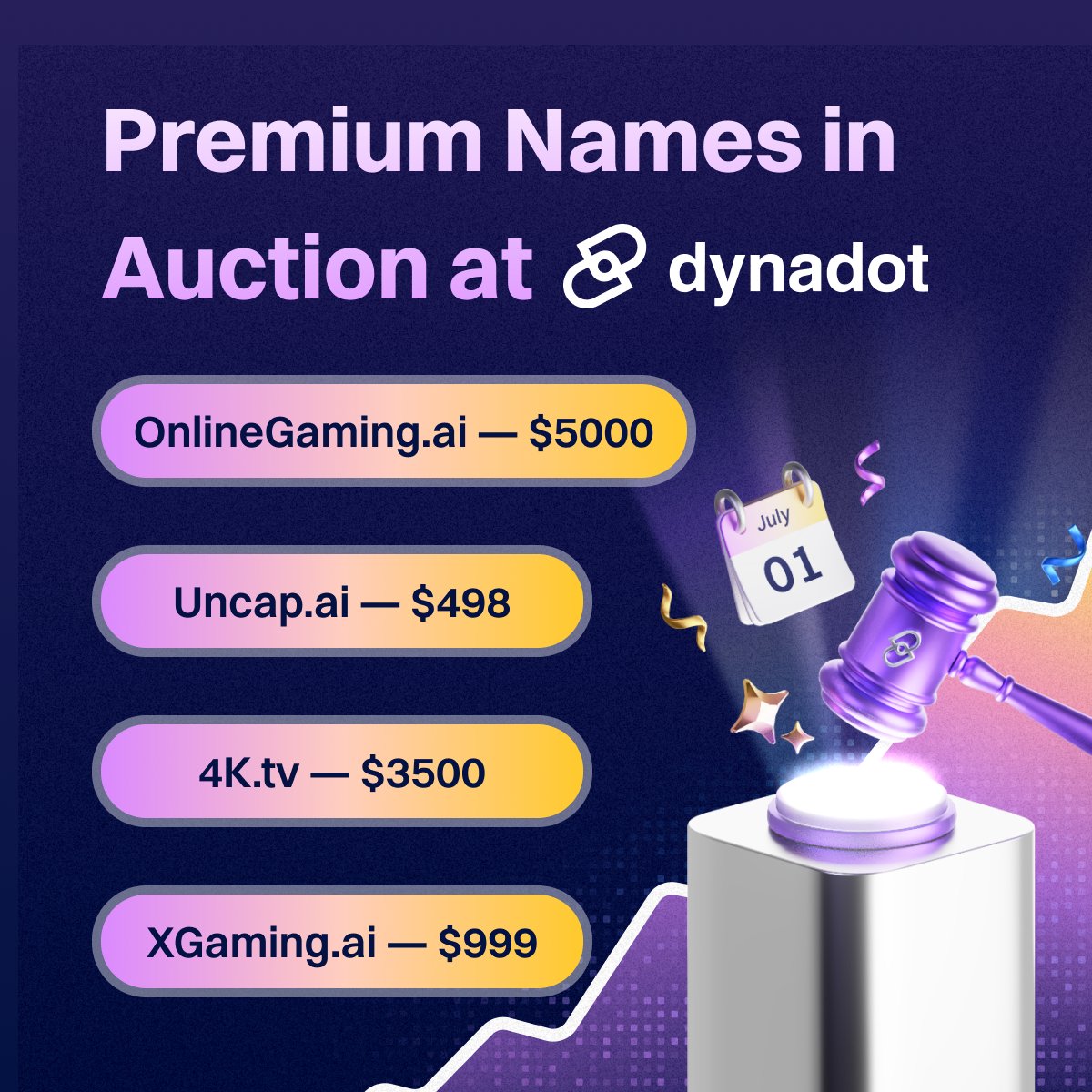 🚨 Last Call: Our Premium User Auctions end TODAY with some domains closing in less than 3 hours!

With no reserve pricing, don’t miss your shot at these premium names. Place a bid now! ➡️ dyna.me/C6ddOCX