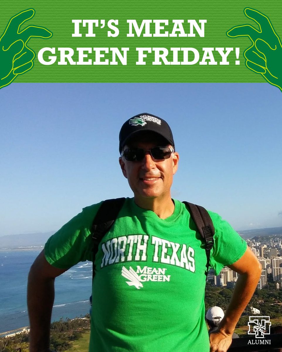 UNTAlumniAssoc's tweet image. It’s #MeanGreenFriday, and we’re loving this view! 💚🦅
Where are YOU wearing your green today? Drop a pic and tag us to be featured!
#UNTAlumni #GoMeanGreen #ForeverNorthTexas