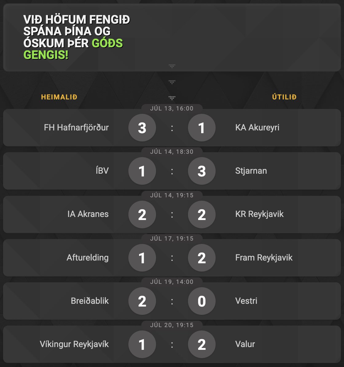 Við erum locked🔒

Hvernig er þín spá í Bond Deildinni? Ætla gefa nokkrum sem mér finnst looka vel €100 inneign🤝

coolbet.com/is/league/212
