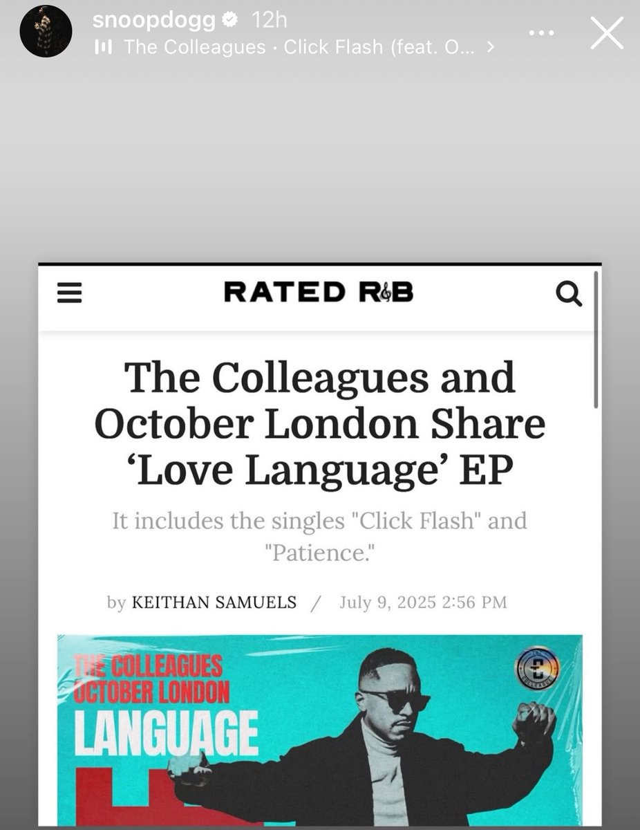KP_of_TheColleagues (@thecolleagues) on Twitter photo S/o to Uncle <a href="/SnoopDogg/">Snoop Dogg</a> for the post
"Love Language" EP featuring <a href="/OctoberTheKing/">October London</a>
Link below 👇🏾
soulspazm.ffm.to/lovelanguageep S/o to Uncle <a href="/SnoopDogg/">Snoop Dogg</a> for the post
"Love Language" EP featuring <a href="/OctoberTheKing/">October London</a>
Link below 👇🏾
soulspazm.ffm.to/lovelanguageep