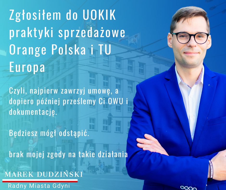 dudzinski_marek's tweet image. Drogie @Orange_Polska i TU Europa. Stosujcie bardzo złe praktyki sprzedażowe. Dlaczego nie możecie wysłać dokumentów do zawarcia ubezpieczenia przed zawarciem umowy? Tylko dopiero po? Inni jakoś potrafią.
Mam nadzieję, że @UOKiKgovPL zajmie się moim zgłoszeniem 😎