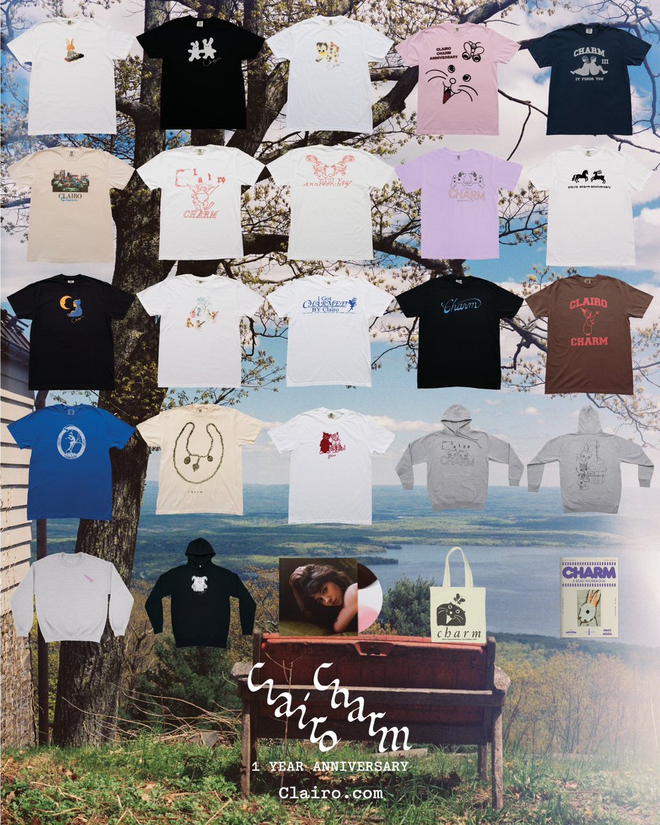 clairo's tweet image. Charm 1 year anniversary merch 🩷
Shop opens 11am EST tomorrow !