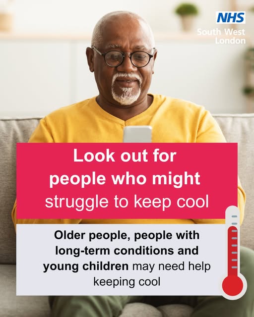 SuttonCouncil's tweet image. Temperatures are expected to remain hot over the next few days. Remember to:
🧴 Wear sun cream
🚰 Drink lots of water
☂️ Stay in the shade
Older people, people with long term health conditions and young children may need help keeping cool.
gov.uk/government/pub…