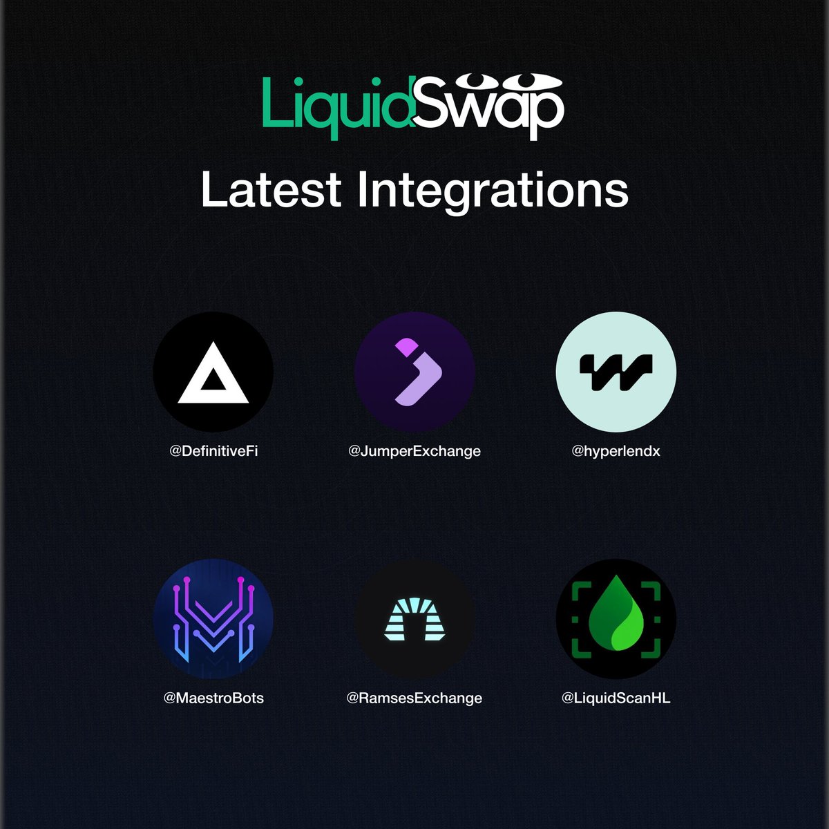 We greatly appreciate the many teams choosing to integrate LiquidSwap

Infrastructure support has expanded to enable swaps throughout the Hyperliquid ecosystem, including integration with trading bots, lending platforms, and other applications.

Our DEX aggregator empowers