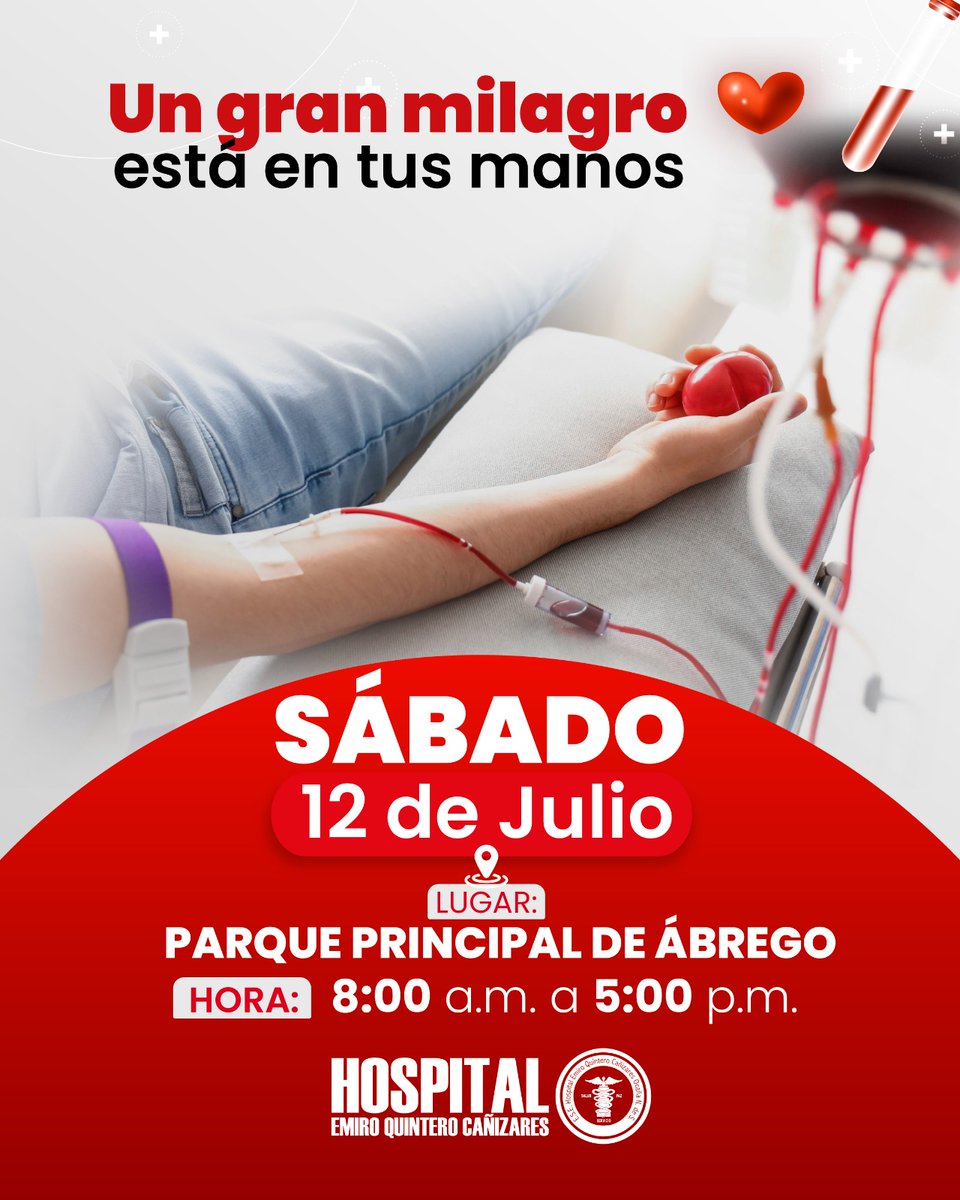 HospitalEQC's tweet photo. 💉 Lo llevas en la sangre… ¡Ser solidario está en ti!
El HEQC te invita a sumar a esta gran causa: Jornada de Donación de Sangre; Porque con un pequeño gesto, puedes hacer una gran diferencia.
👉 Comparte vida. Comparte amor.
#HEQC #DonaSangre #ActoDeAmor #UnGestoQueSalva https://t.co/8ZUb256cR7