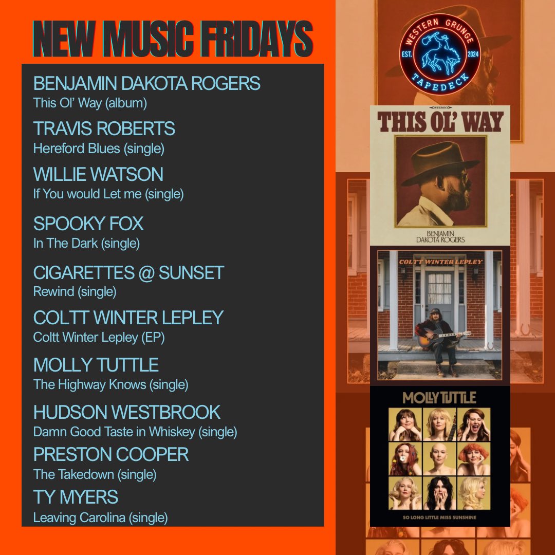 WesternGrungeTD's tweet image. Happy New Music Friday cowfolks! 🤠 and what a day for music it is! So many great releases from some of our favorites today.
Who y’all got spinning first? 🔥