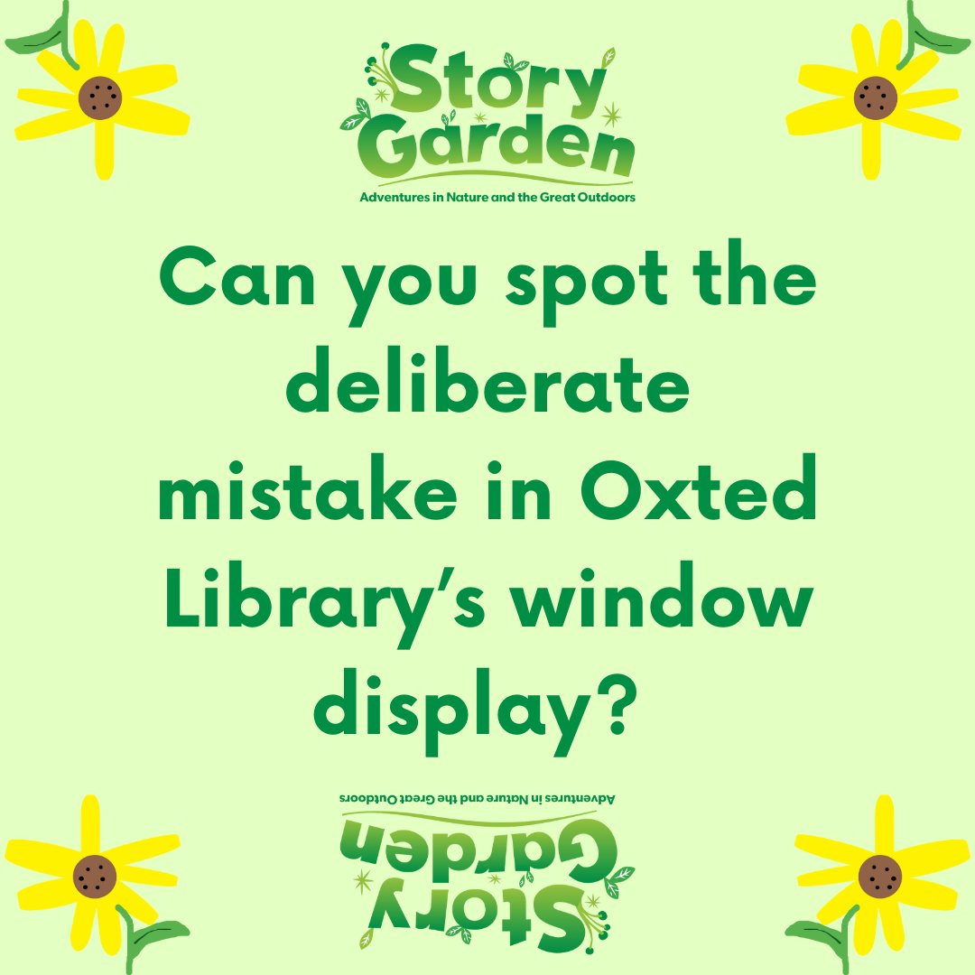 Oxted Library (@oxtedlibrary) on Twitter photo The #SummerReadingChallenge is now in full flow, so come along to the library and let your children join the <a href="/readingagency/">The Reading Agency</a>'s fantastic #StoryGarden. Can you spot the deliberate (honest we did it on purpose 😉) mistake in our window display?
<a href="/SurreyLibraries/">Surrey Libraries UK</a> The #SummerReadingChallenge is now in full flow, so come along to the library and let your children join the <a href="/readingagency/">The Reading Agency</a>'s fantastic #StoryGarden. Can you spot the deliberate (honest we did it on purpose 😉) mistake in our window display?
<a href="/SurreyLibraries/">Surrey Libraries UK</a>