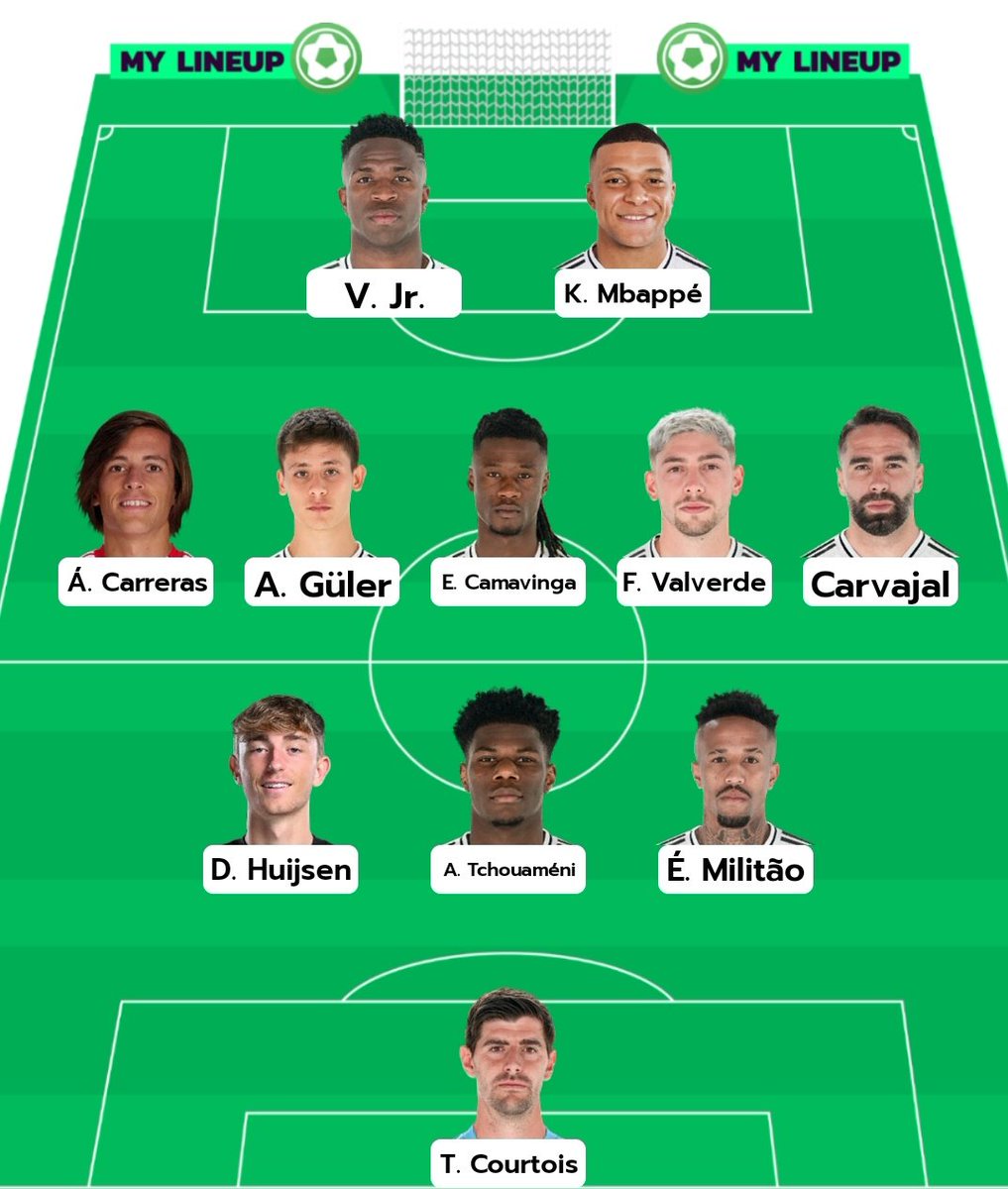 🚨 Mi XI del Real Madrid para el inicio de Liga.

¿Os gusta? 👀