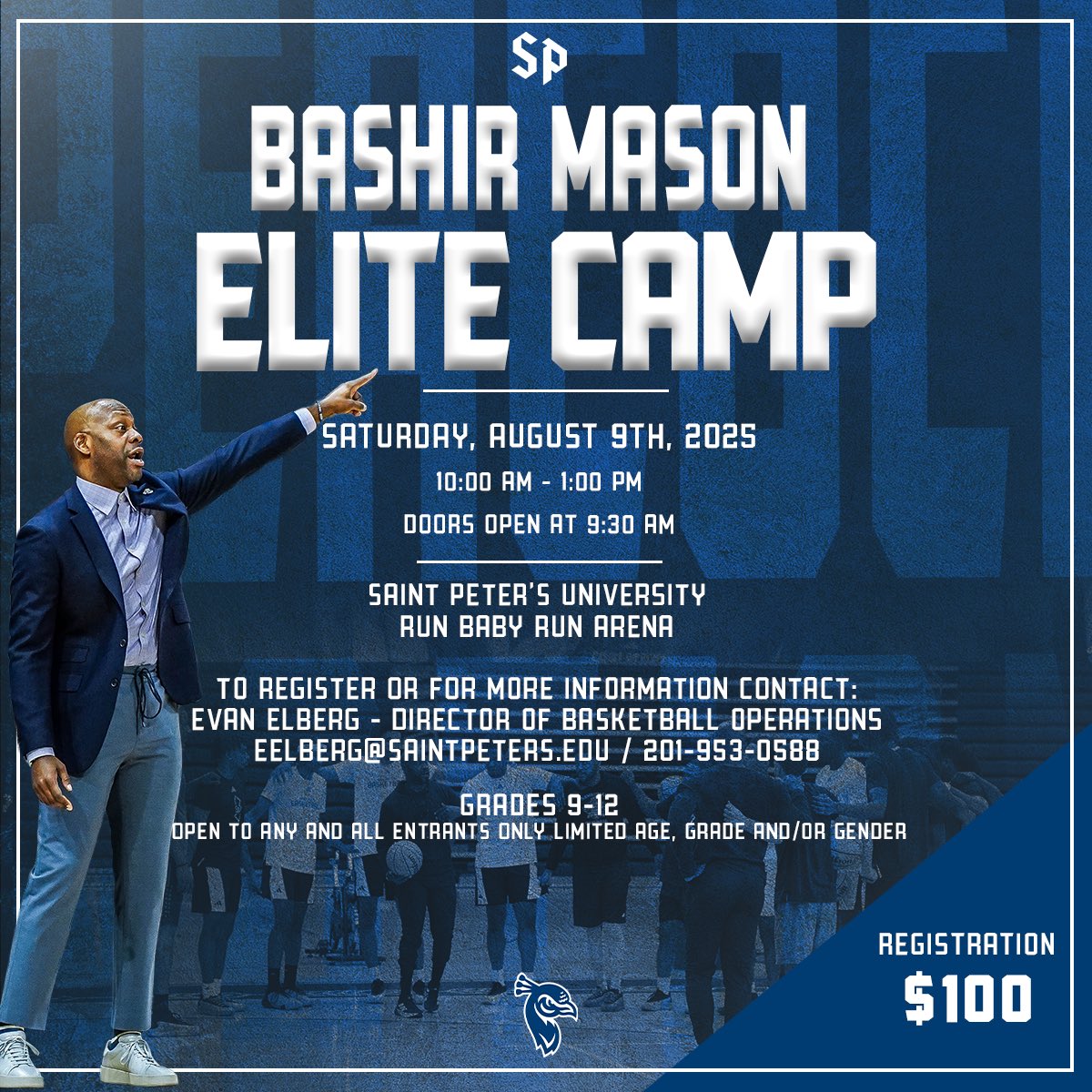 PeacocksMBB's tweet image. ๐จ CAMP ALERT ๐จ
Saint Peterโs is hosting the ๐๐๐ฆ๐๐๐ฅ ๐ ๐๐ฆ๐ข๐ก ๐๐๐๐ง๐ ๐๐๐ ๐ฃ on Saturday, August 9th here in Jersey City! ๐ Pull up to Run Baby Run Arena to put in work with the Peacocks!
Doors will open at 9:30 a.m.
#StrutUp ๐ฆ | #TOUGHNESS