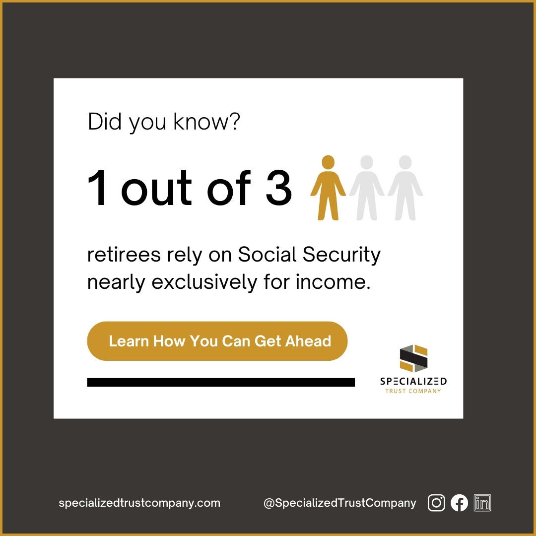 SpecializedTC's tweet photo. According to the Social Security Administration, 23% of married retirees and 46% of unmarried retirees rely on Social Security for over 90% of their income.

Don't leave your future to chance—learn how to get ahead with diverse income sources and take control of your retirement. https://t.co/L5qXYNKUwo