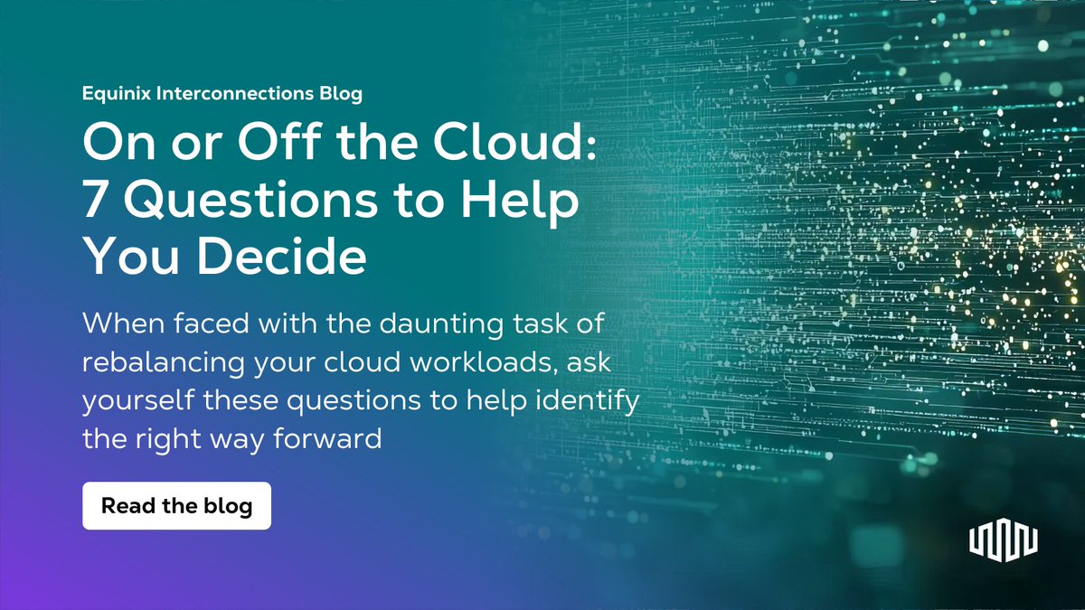 Are your workloads better off in the cloud? How do you know? Learn which questions you should ask yourself as part of your cloud rebalancing strategy: eqix.it/44tEOJ7
