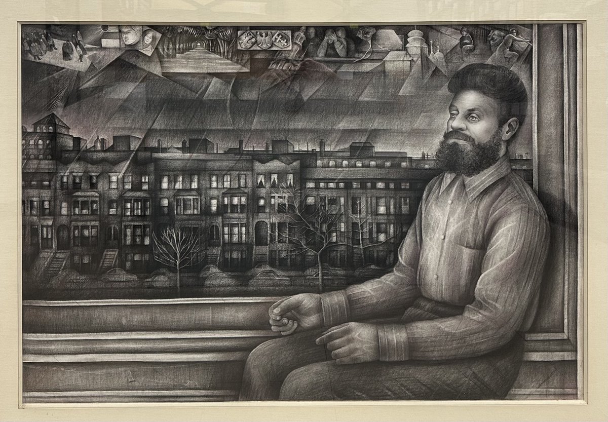 Our latest Brooklynology blog post looks at five Brooklyn artists that were inspired by their surroundings and created their own interpretations of "home." bklynlib.org/3TvvPC3
.
.
Simon Dinnerstein (b. 1943), Nocturne, 1982, Conte crayon and colored pencil on paper, 2024.014