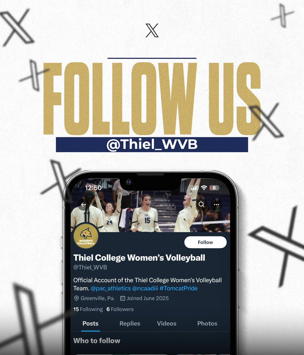 Thiel Athletics (@thielathletics) on Twitter photo ๐๐๐๐๐๐๐ ๐๐๐๐ฟ๐ผ๐โ
Women's Volleyball is NOW on X!
Click the link below to stay up to date on all things WVB!
๐x.com/Thiel_WVB
#TomcatPride | <a href="/PAC_Athletics/">Presidentsโ Athletic Conference</a> ๐๐๐๐๐๐๐ ๐๐๐๐ฟ๐ผ๐โ
Women's Volleyball is NOW on X!
Click the link below to stay up to date on all things WVB!
๐x.com/Thiel_WVB
#TomcatPride | <a href="/PAC_Athletics/">Presidentsโ Athletic Conference</a>