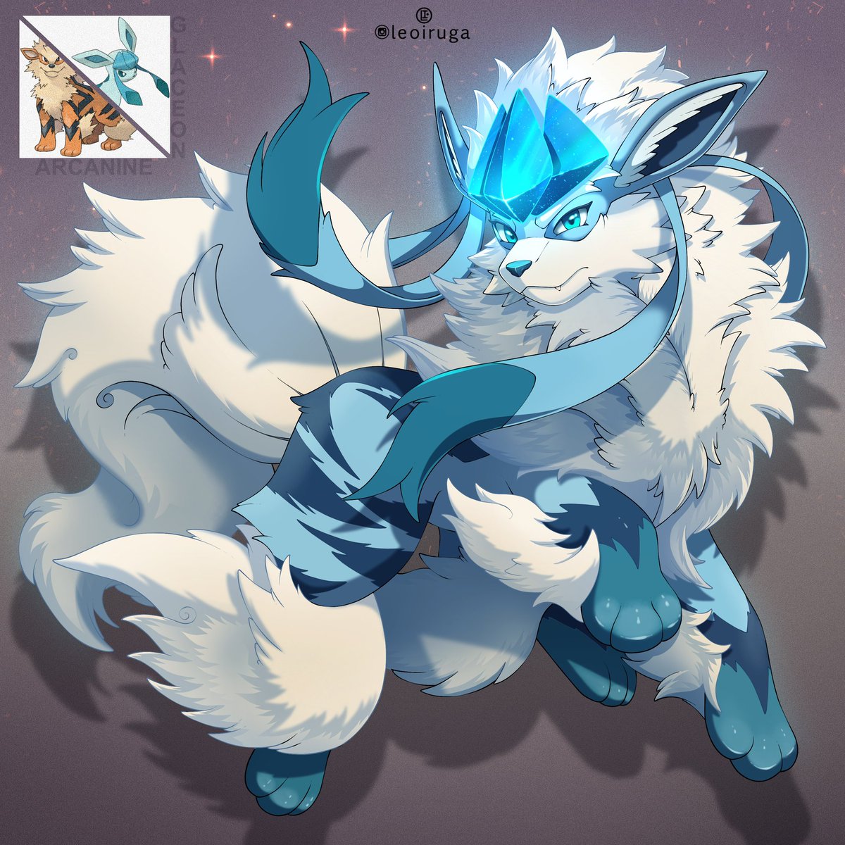 Arcanine and Glaceon Fusion ❄️🔥🩵🤍

Commission done for the trainer (tweety.bird89)