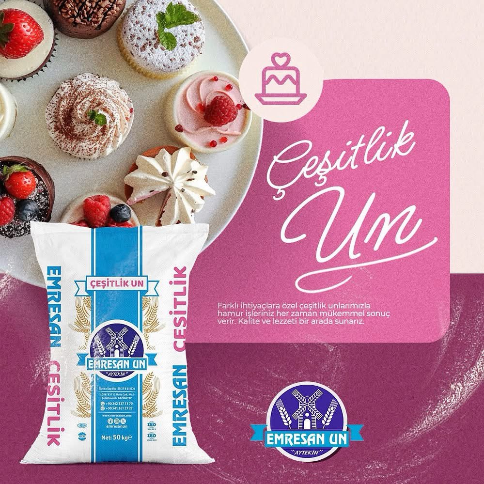 EmresanUn's tweet photo. Farklı ihtiyaçlara özel çeşitlik unlarımızla hamur işleriniz her zaman mükemmel sonuç verir. Kalite ve lezzeti bir arada sunarız.

#emresanun #flour #türkiye #gaziantep #un #emresanungaziantep #çeşitlikun https://t.co/kqtACjqBh8