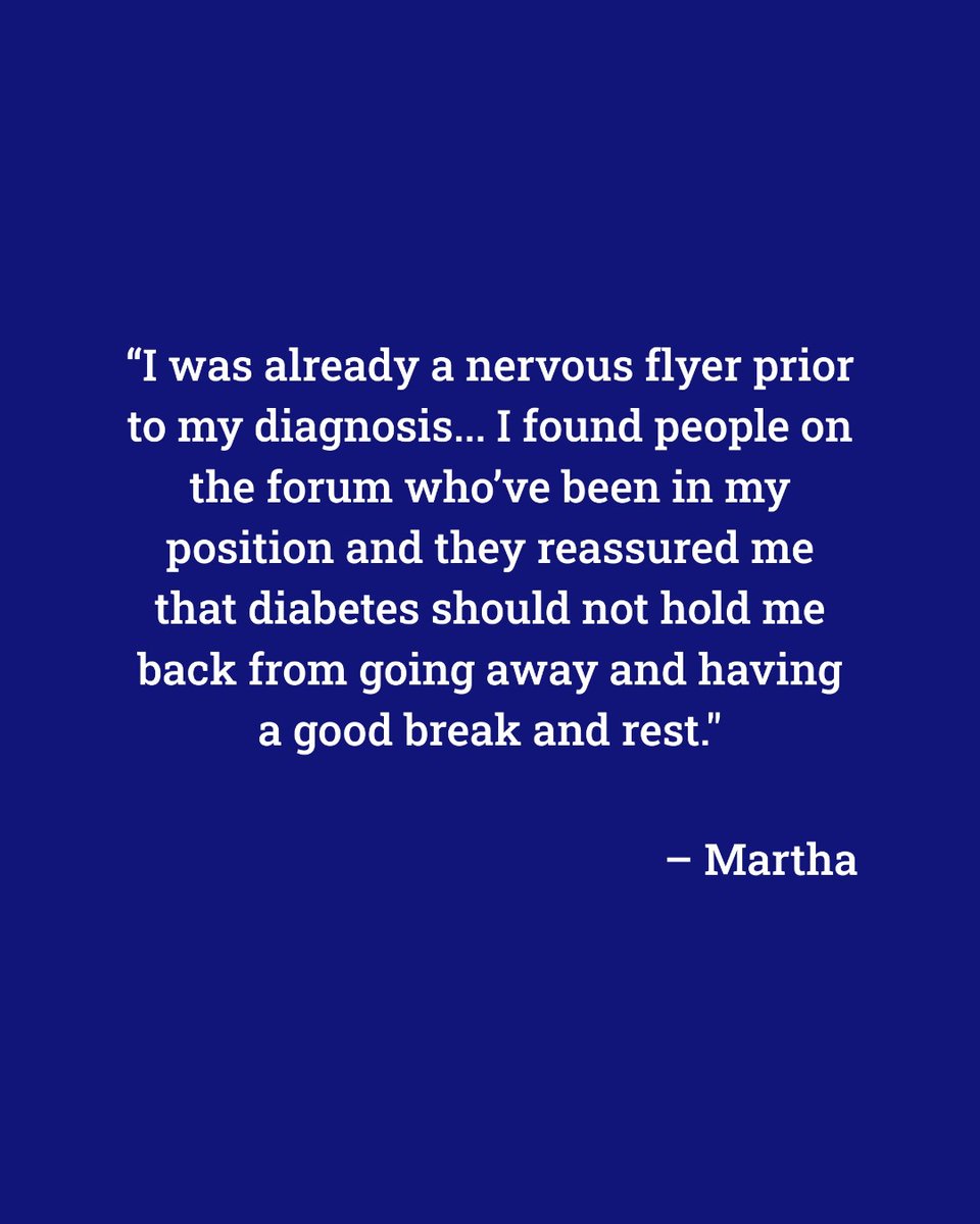 DiabetesUK's tweet image. Earlier we shared some advice for travelling with diabetes... there is also support available on our Online Forum ✈️
Take a look at what some users had to say about the support they received ahead of travelling👇
Read more about our Online Support Forum: orlo.uk/online-forum_A…