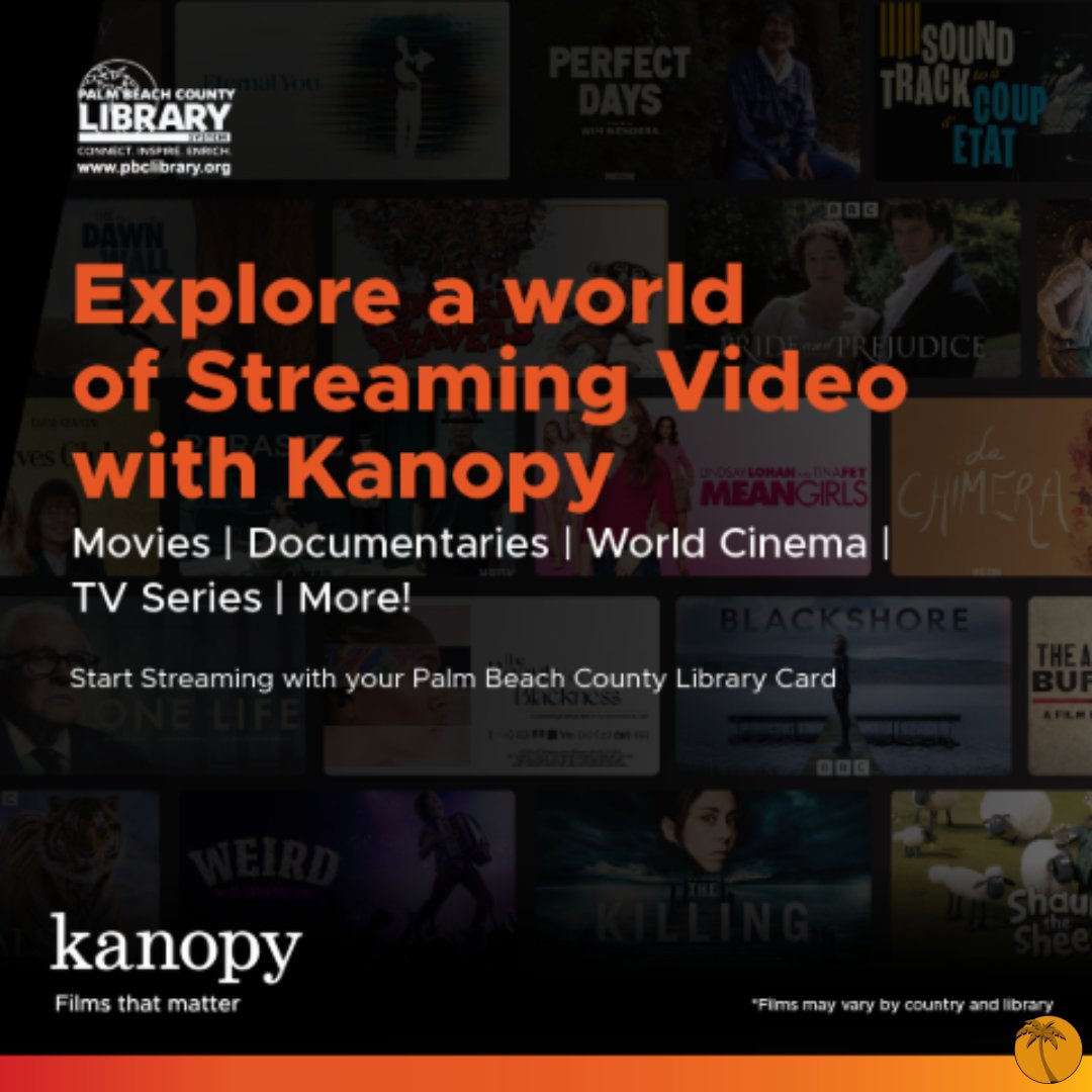 pbclibrary's tweet image. 🎬 Stream 33,000+ movies & shows FREE with your Palm Beach County Library card! From blockbusters to kids' favorites—watch anytime on Kanopy, ad-free. Start streaming now: entertainment without the price tag! 📚✨
#pbcLibrary #Kanopy #KanopyStreaming #LibraryCardPerks