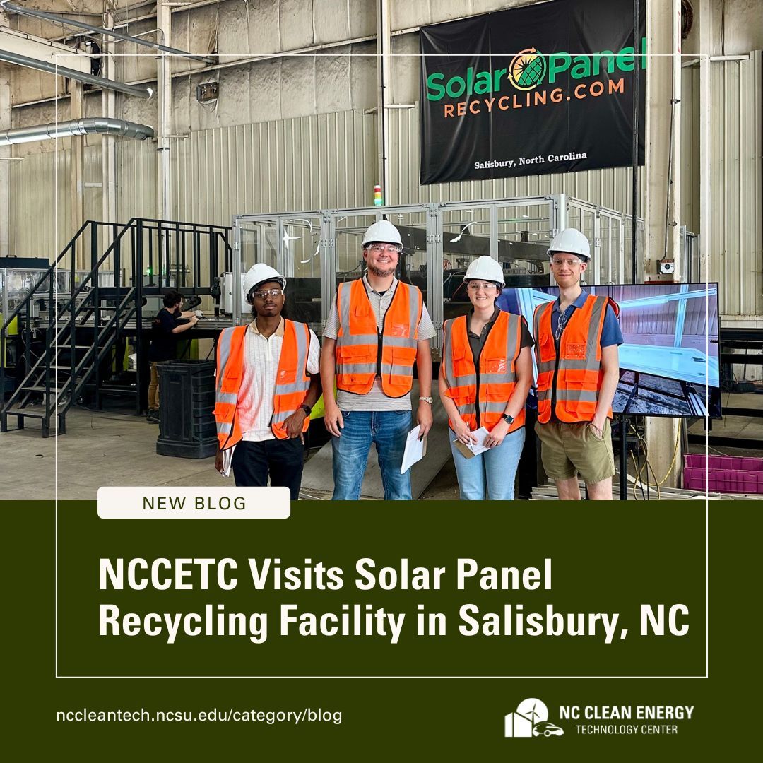 Last week, NCCETC staff visited Solar Panel Recycling in Salisbury, NC. They received a tour of the facility and learned about the process of recycling for each component of a solar panel. buff.ly/xvJ1Whb