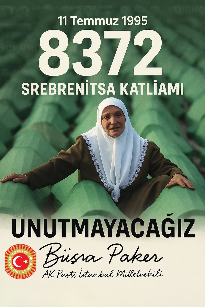 11 Temmuz 1995… Sessizliğin çığlığa karıştığı gün.

30 yıl önce, Srebrenitsa’da 8.372 masum can, sadece Müslüman ve Boşnak oldukları için sistematik şekilde katledildi. Bu bir savaş değil, insanlık onuruna vurulmuş bir darbeydi.

Bugün hâlâ annelerin gözyaşı dinmedi.