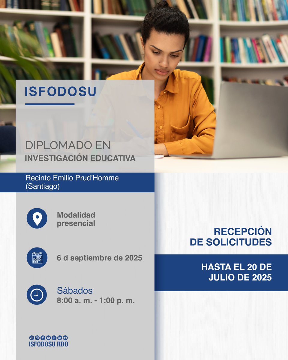 Isfodosurdo's tweet photo. 📣¡Actívate! llegaron los diplomados a Santiago.
🔁Desliza, entérate de los programas disponibles y eleva tu nivel profesional.
#Diplomados
#FormamosMaestrosDelXXI
#ISFODOSU #EspecialistasEnEducación https://t.co/WLfzjozs8k