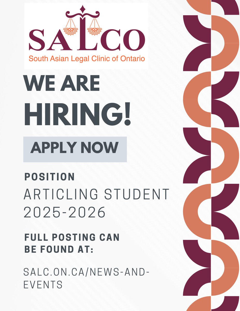 We are hiring an Articling Student! The full job posting can be found at: lnkd.in/efQiCTSe