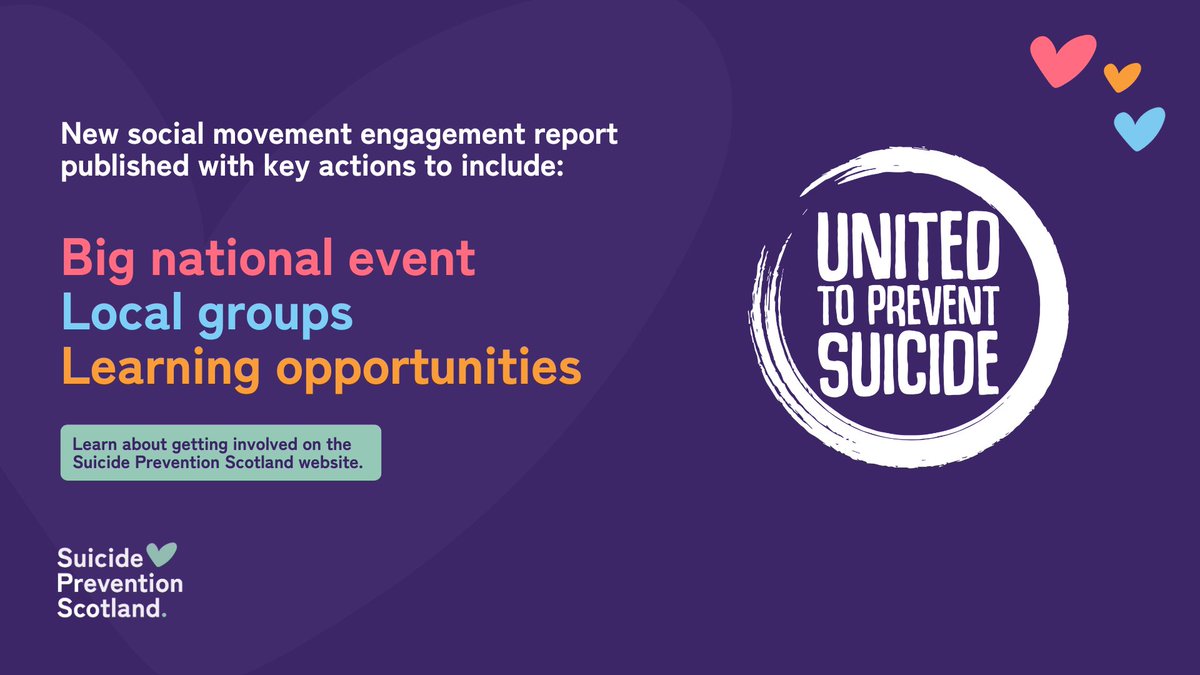 SuicidePrevScot's tweet image. 🆕 @TalkToSaveLives have been engaging with members to explore what the future of their social movement looks like. 💚💜
Here's what's new:
🩷 A national event, the Big Meet Up
🩵 Local groups, starting in Dundee
🧡 Members training programme
🔗 suicideprevention.scot/articles/new-u…