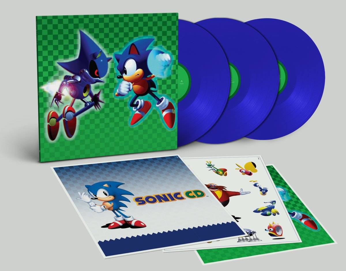 datadiscs's tweet image. SONIC CD! AVAILABLE AGAIN!
Triple 180g "Sonic Blue" vinyl / heavyweight sleeve with spot gloss varnish / three double-sided art prints / etched disc illustration /exclusive liner notes by composer Naofumi Hataya.
Available to pre-order now: data-discs.com/products/sonic… @SEGA