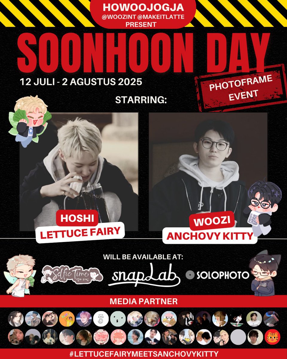 howoopalace's tweet image. @howoojogja present

💫When 𝗟𝗲𝘁𝘁𝘂𝗰𝗲 𝗙𝗮𝗶𝗿𝘆🥬🧚meet 𝗔𝗻𝗰𝗵𝗼𝘃𝘆 𝗞𝗶𝘁𝘁𝘆 🐟🐱

Celebrate this year SOONHOON-day with photoframe event !
📆12 July - 2 Agustus 2025
📍Selfietime, Snaplab, Solophoto

art by @nd_____17 @pocamintt
supported by @woozint @makeitlatte